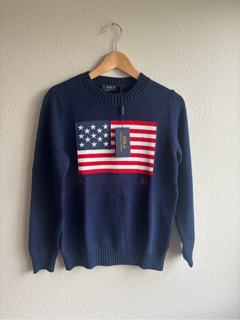 Polo by Ralph Lauren Navy American Flag Crewneck Sweater